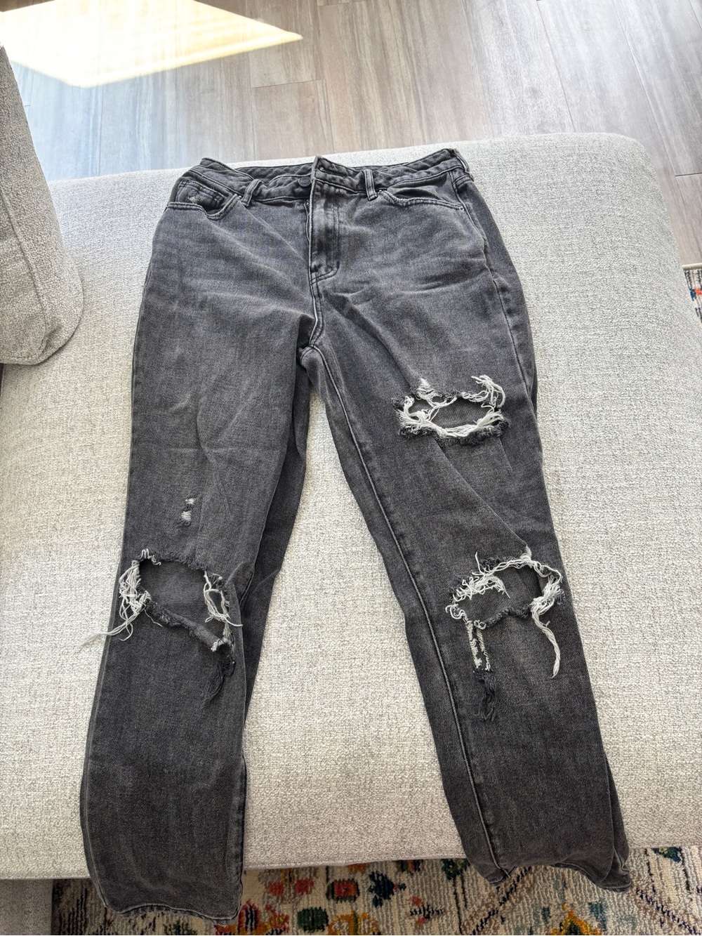 PacSun Black Distressed Straight-Leg Jeans